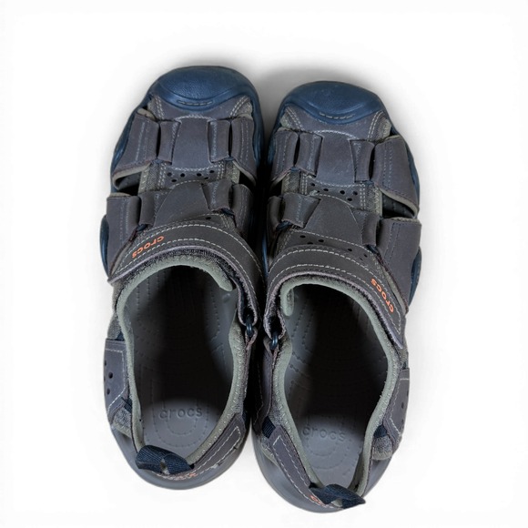 Crocs Swiftwater Leather Fisherman Sandals Mens 12 Brown Closed Toe Outdoor - Picture 5 of 8